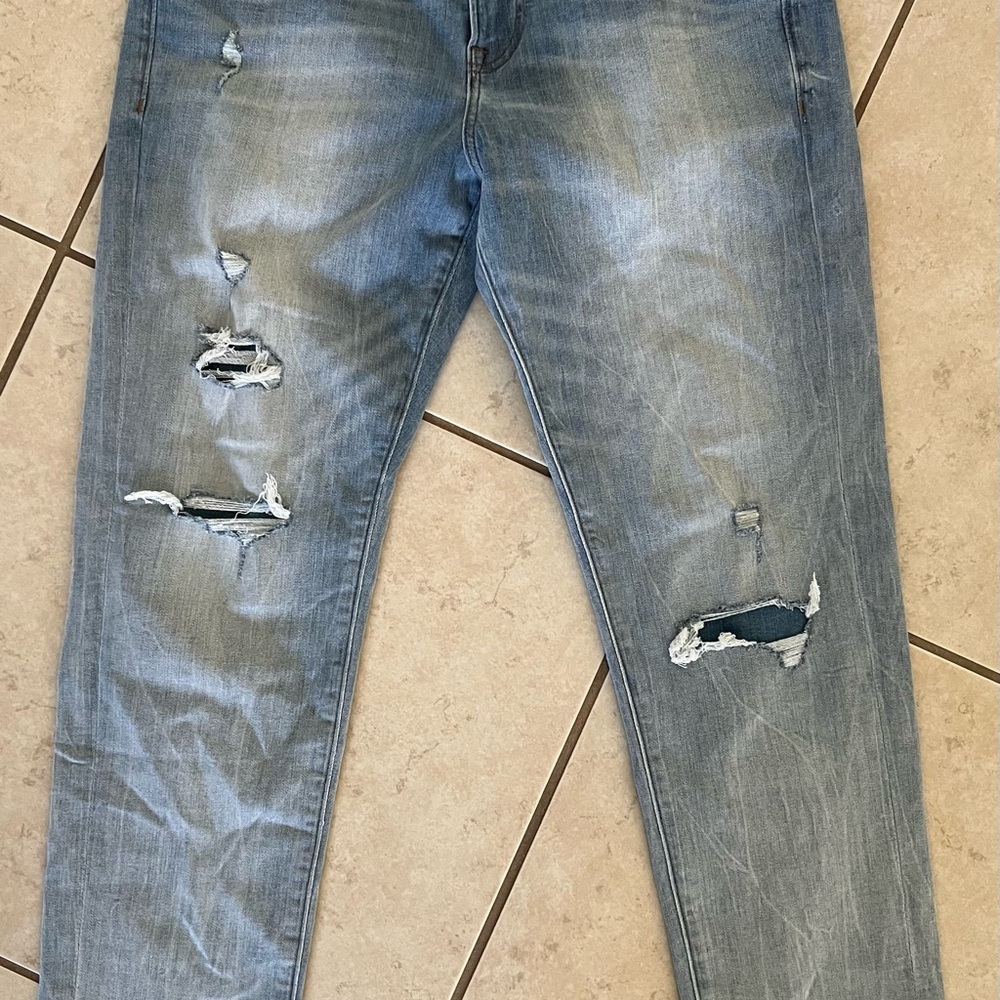 Express Men's Ripped Light Blue Skinny Jeans